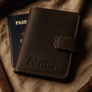 Nutter Soft Leather Passport Wallet / Travel Organizer Dark Brown
